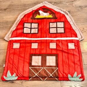 Modern Baby Barn Play Mat Red Plush Soft Toddler Activity Rug Farmhouse Nursery